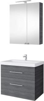 Planetmöbel Waschtischunterschrank 64cm mit Spiegelschrank Badmöbel Set für Badezimmer Gäste WC Anthrazit