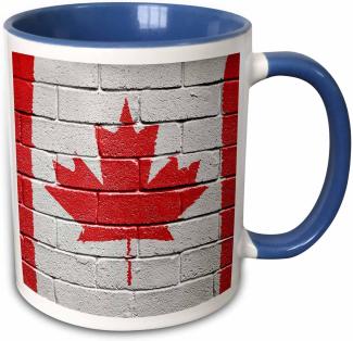 3dRose Kanadische Flagge - National Country-Two, 10,16 x 7,62 x 9,52 cm, Tasse, Keramik, Blau