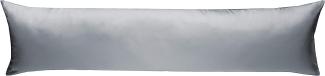 Mako-Satin Seitenschläferkissen Bezug uni / einfarbig grau 40x145 cm von Bettwaesche-mit-Stil