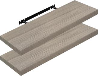 WOLTU 2X Wandregal Wandboard Bücherregal Regale für Deko Wandablagen aus MDF Holz, 2er Set Hängeregal Graue Holzoptik, 80x22. 9x3. 8cm