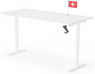 manuell höhenverstellbarer Schreibtisch EASY 180 x 80 cm - Gestell Weiss, Platte Weiss
