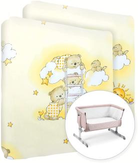 Baby Comfort Spannbetttuch für Kinderbett, 100 % Baumwolle, für 83 x 50 cm, Gelb, 2 Stück