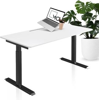 Der Luxoriöse - Elektrisch höhenverstellbarer Schreibtisch mit XXL Zubehörpaket (MO Six & 160 x 80 cm Tischplatte Weiß)