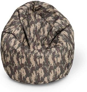BubiBag Sitzsack für Kinder und Jugendliche - Indoor Outdoor Bodenkissen, Sitzkissen oder als Gaming Sitzsack, geliefert mit Füllung (70 cm Durchmesser, Camouflage)