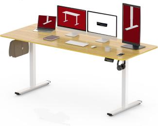 SANODESK Höhenverstellbarer Schreibtisch 200 x 80 cm Schreibtisch Höhenverstellbar Elektrisch Ergonomischer Steh-Sitz Tisch Computertisch für Heimbüro Homeoffice(ahorn)