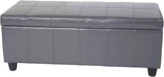 Aufbewahrungs-Truhe Sitzbank Kriens, Leder + Kunstleder, 112x45x45cm MVG-zertifiziert ~ grau