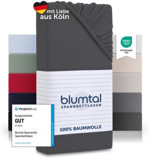 Blumtal® Basics Jersey (2er-Set) Spannbettlaken 160x200cm -Oeko-TEX Zertifiziert, 100% Baumwolle Bettlaken, bis 7cm Topperhöhe, Anthrazit