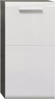 Badezimmer Unterschrank Riva in weiß Hochglanz und Rauchsilber grau 35 x 68 cm