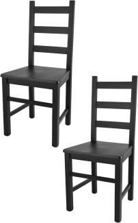 t m c s Tommychairs - 2er Set Stühle Rustica für Küche und Esszimmer, robuste Struktur aus lackiertem Buchenholz in Anilinfabre Schwarz und Sitzfläche aus Holz