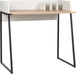 Schreibtisch heller Holzfarbton weiß 90 x 60 cm ANAH