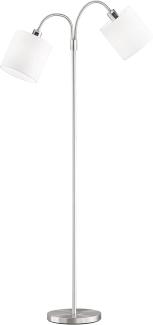 Stehlampe, nickel, Textil weiß, bewegliche Lampenschirme, H 170 cm