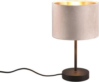 LED Tischleuchte mit Samt Lampenschirm Beige Gold, Höhe 33cm