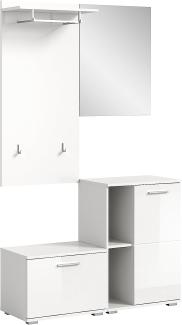 Garderobe Set 4-teilig Prego in weiß Hochglanz 110 x 191 cm
