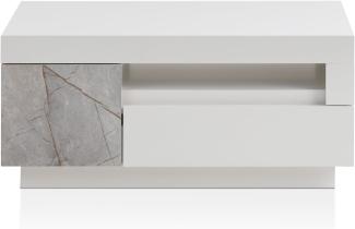 IMV 'Airen' Couchtisch, Holzwerkstoff weiß/graue Marmoroptik, 100 x 60 cm, FSC® zertifiziert