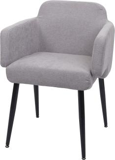Esszimmerstuhl HWC-L13, Polsterstuhl Küchenstuhl Stuhl mit Armlehne, Stoff/Textil Metall ~ grau
