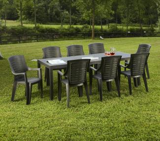 Dmora - Tisch für den Außenbereich, rechteckig, ausziehbar, Gartentisch, 100 % Made in Italy, 150 x 90 cm, Anthrazit