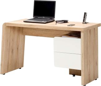 Jahnke Maggiore - Schreibtisch mit 2 Schubladen, 130 x 50 x 75 cm, Weiß-/San Remo-Eichen-Effekt