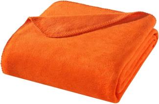 WOHNWOHL Kuscheldecke 150x200cm • weiche Tagesdecke • Sofadecke • Wohndecke • Winterdecke • Ökotex Zertifizierte Baumwolldecke • Farbe: Orange
