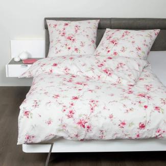 Janine Mako Soft Seersucker Bettwäsche 2 teilig Bettbezug 155 x 220 cm Kopfkissenbezug 80 x 80 cm Tango 20096-01 rot rosé