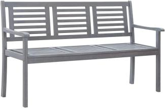 vidaXL 3-Sitzer Gartenbank 150 cm Grau Eukalyptus Massivholz