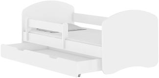 Kinderbett Jugendbett mit einer Schublade und Matratze Weiß ACMA II (140x70 cm + Schublade, Weiß)