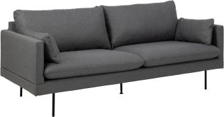 AC Design Furniture Sune 3-Sitzer in Dunkelgrau, Polstersofa in Flachgewebe mit 2 Kissen und Schwarzen Metallbeinen, B: 200 x H: 83 x T: 82 cm