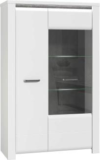 FORTE Brugia Highboardvitrine mit LED Beleuchtung, Holzwerkstoff, Grau/Weiß, 101,4 x 162,3 x 41,9 cm