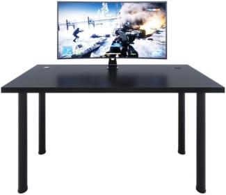 Gaming Tisch CODE X1, 135x73-76x65, schwarz/schwarze Beine