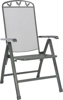 greemotion Klappsessel Toulouse eisengrau, Stuhl aus kunststoffummanteltem Stahl, Gartenstuhl mit 5-fach verstellbarer Rückenlehne, witterungsbeständig und pflegeleicht, ca. 58 x 64 x 108 cm