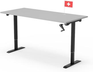manuell höhenverstellbarer Schreibtisch EASY 180 x 80 cm - Gestell Schwarz, Platte Grau