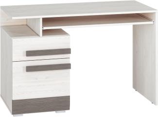 Schreibtisch "Blanco" Schülerschreibtisch 119x55cm Pinie weiß grau MDF