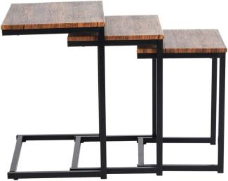 MEUBLE COSY Set mit 3, Couchtischen, Vintage-Stil, Sofaspitze, Endtisch mit Metallfuß, Holz Metall, braun, 50x35x55cm