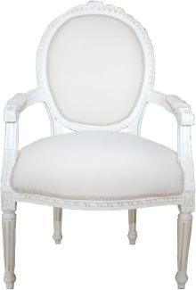 Casa Padrino Barock Salon Stuhl Antik Stil Creme - Weiss - Möbel Antik Stil