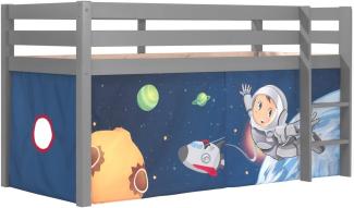 Vipack Spielbett 'Pino' grau mit Textilset 'Spaceman'
