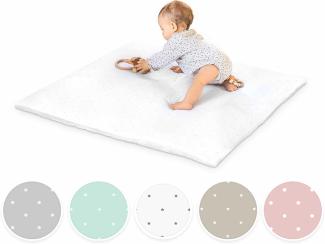 Ehrenkind® Krabbeldecke Baby mit Bio-Baumwolle | 100x100cm | OEKO-TEX Kuscheldecke Unisex | Weiß graue Sterne