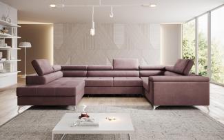 Designer Sofa Torino mit Schlaf- und Klappfunktion Samt Rosé Links