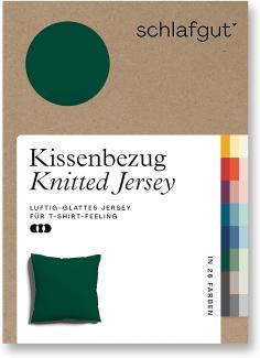 Schlafgut Knitted Jersey Bettwäsche | Kissenbezug einzeln 40x40 cm | green-deep