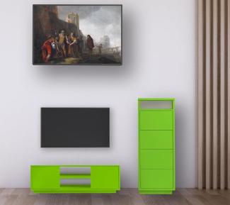 Wohnwand Set modern 2 teilig TV Lowboard, Sideboard für Wohnzimmer oder Kinderzimmer Grün