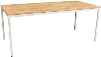 Furni24 Rechteckiger Universaltisch mit laminierter Platte Eiche 200x80x75 cm, Metallgestell und niveauausgleichs Füßen, ideal im Homeoffice als Schreibtisch, Konferenztisch, Computertisch, Esstisch