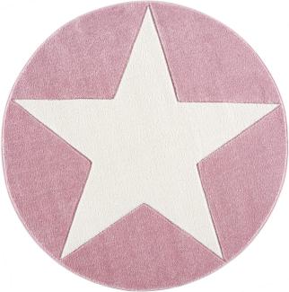 LIVONE Spiel- und Kinderteppich Happy Rugs Shootingstar rund, rosa/weiss 133 cm