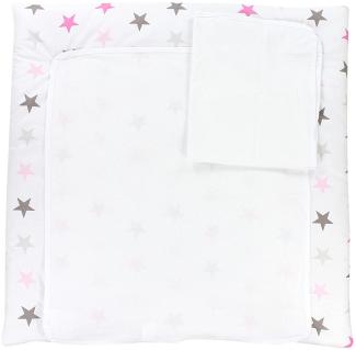 TupTam Baby Wickelauflage inkl. 2 Frotteebezüge ANK019, Farbe: Sterne Rosa Grau, Größe: 75 x 85 cm