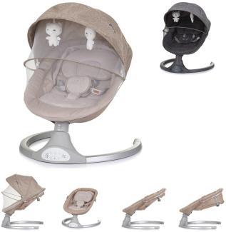 Chipolino Babywippe Nest Musik, Fernbedienung, Kissen, Gurt, Timer, Plüschtiere beige