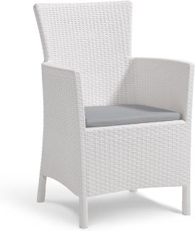 Allibert Dining Sessel Iowa, Weiß, Stuhl Kunststoff, bequeme und robuste Kunststoffstühle Garten