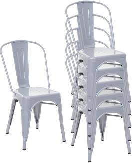 6er-Set Stuhl HWC-A73, Bistrostuhl Stapelstuhl, Metall Industriedesign stapelbar ~ grau