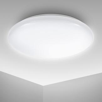 B. K. Licht - Deckenlampe mit neutralweißer Lichtfarbe, 12 Watt, 1200 Lumen, LED Deckenleuchte, LED Lampe, Wohnzimmerlampe, Schlafzimmerlampe, Küchenlampe, Deckenbeleuchtung, 27,8x6,5 cm, Weiß