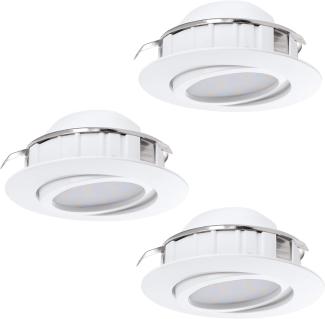 Eglo 95857 3er Set Hochvolt LED Einbauleuchte PINEDA Ø 8,4cm dimmbar in weiß 3000K schwenkbar