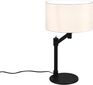 Große LED Tischlampe Schwarz matt mit Stoffschirm Weiß - Höhe 48,3cm