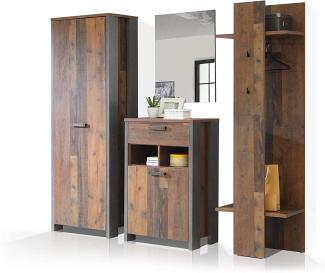 Möbel-Eins CASSIA Garderobe, Material Dekorspanplatte, Old Wood Vintage/betonfarbig