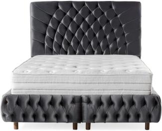 Casa Padrino Luxus Doppelbett Grau / Braun - Verschiedene Größen - Modernes Bett mit Matratze - Schlafzimmer Möbel