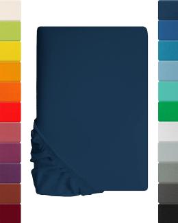 Jersey Spannbettlaken, Spannbetttuch, Lavea Serie Maya, 180x200cm | 200x200cm, Galaxyblau, 100% Baumwolle, hochwertige Verarbeitung, mit Gummizug
